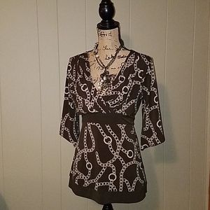 Brown and Cream Blouse by Apostrophe'